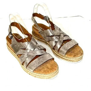 Trask Randi Womens Size 12 Shoe Metallic Espadrille Platform Buckle Cork Sandal